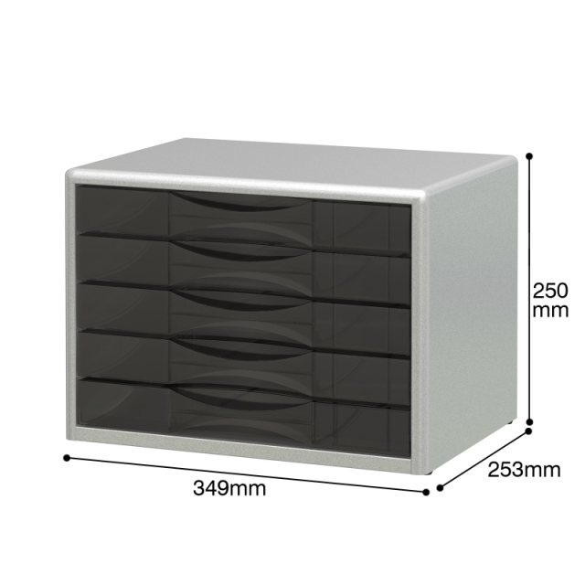 レターケース 5段横型 シルバー (LC-05)