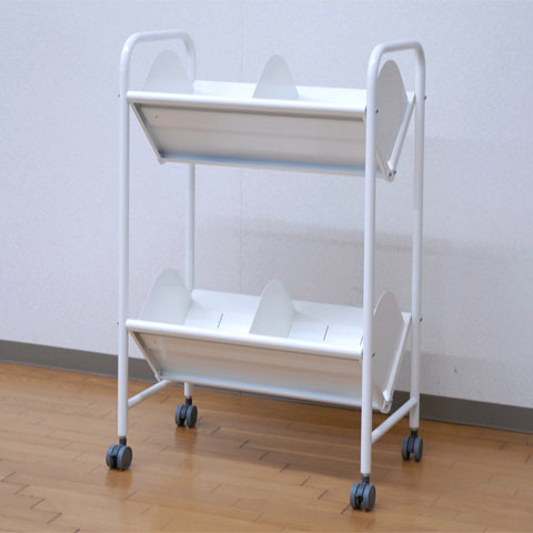 ブックラックワゴン 仕切り6枚 50mmキャスター 2段 (BR-2S)