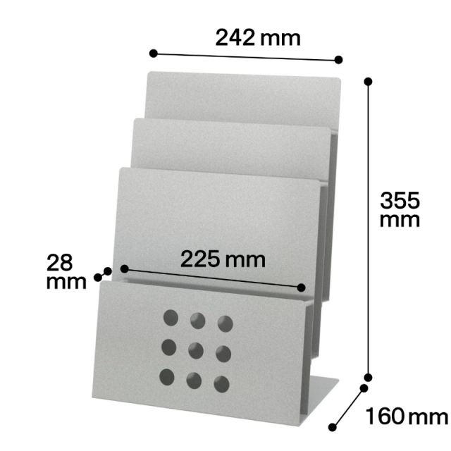 卓上 パンフレットスタンド Ａ４  3段 シルバー PSR-3 サイズ
