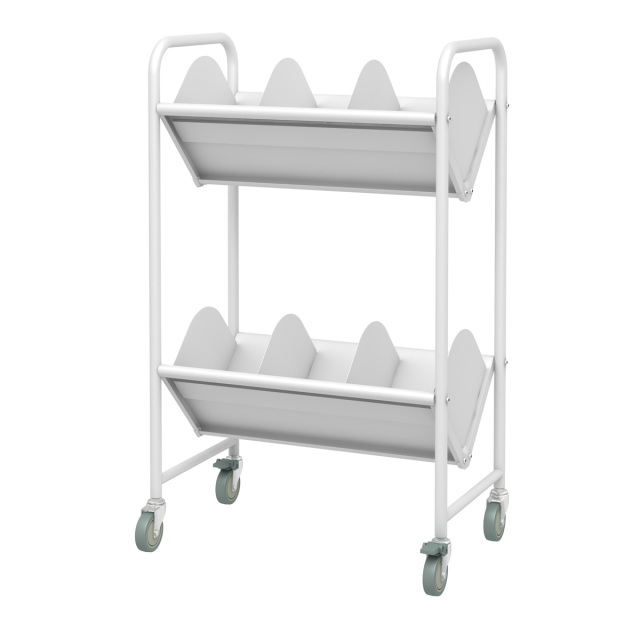 トヨダ ファイルワゴン 2段 仕切り8枚付 キャスター付 ホワイト BR-2 ブックラックワゴン 仕切り8枚 大型75mmキャスター付 2段 (BR-2L)