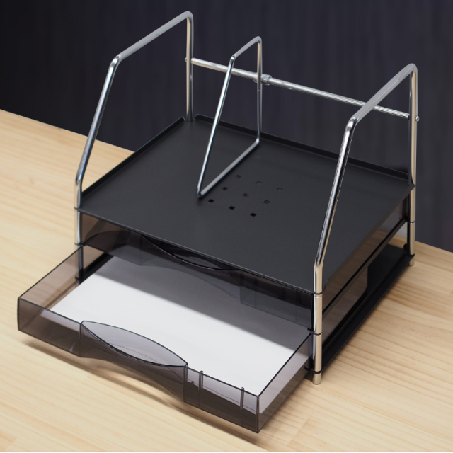 ブックスタンド付きレターケース ブラック LCS-2BSK レターケース