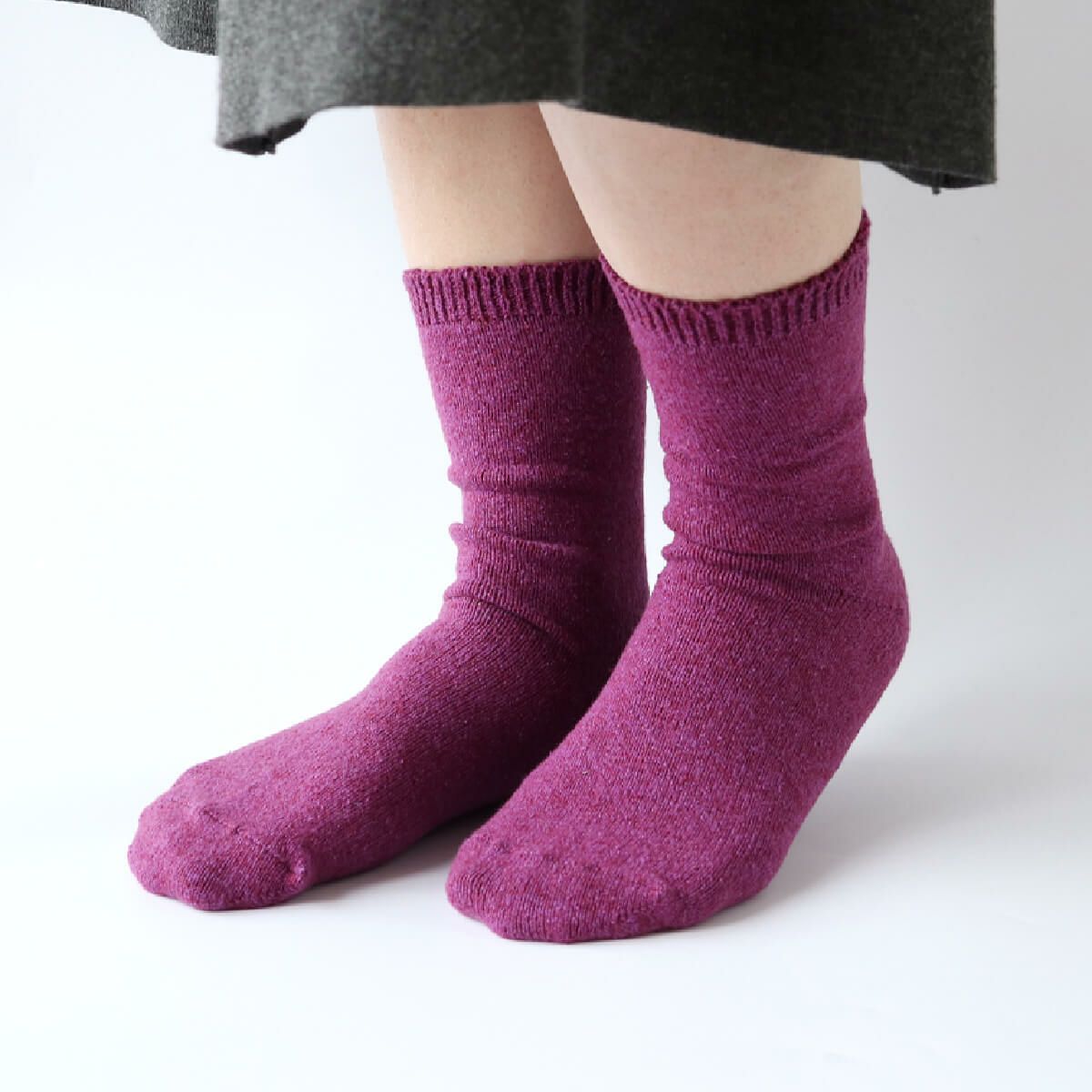 極暖シルク 先丸靴下クルー丈