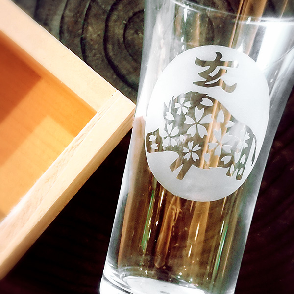 【亥（いのしし）】 HIROガラス工房 干支桝（ます）付きグラス