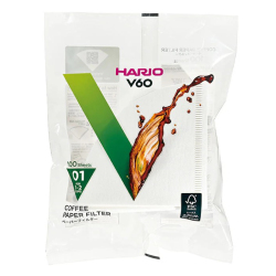 ハリオ　V60用ペーパーフィルター酸素漂白　ＶＣＦ－０１－１００Ｗ（1～2人用）　１００枚入