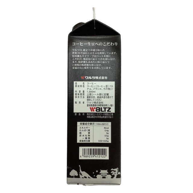 ワルツ リキッドアイスコーヒー（無糖） 1000mlX12（1ケース