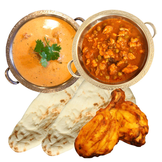 ２カレー＆ナン＆チキンセット