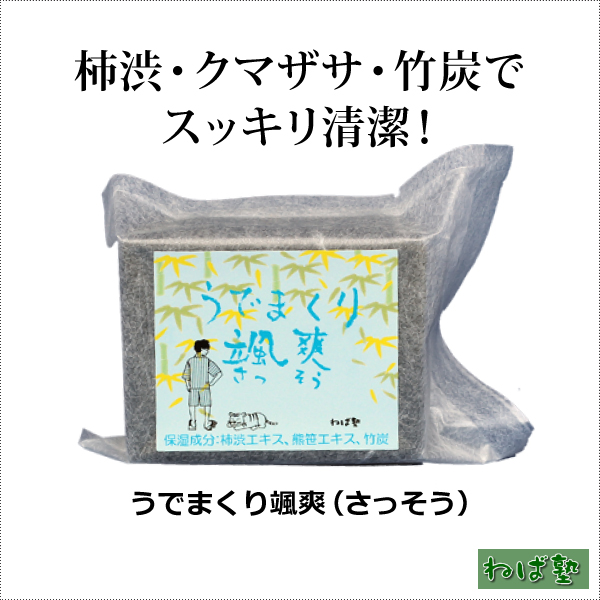 bi3008 ねば塾 うでまくり颯爽（さっそう）95g【『柿タンニン・クマザサ・竹炭』でスッキリ清潔＋臭いケア】