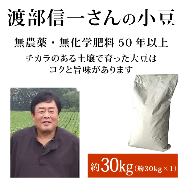ke3919 渡部信一さんの小豆30kg×1袋 【正規品／生産者直送品（お届けまで要3−5営業日）／全国発送可（沖縄県・離島以外）／単品代引き不可】