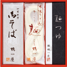 御そば180g×4、半生うどん200g×4、かつお一番だし麺つゆ50ml×8