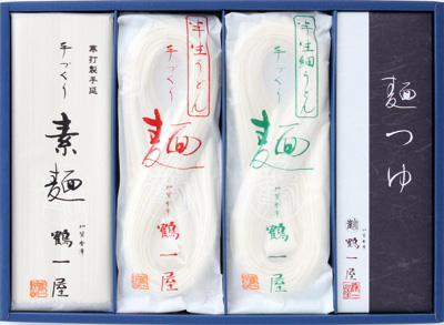 半生細うどん・素麺・かつお一番だし麺つゆ（素麺4袋・半生細うどん4袋・かつお一番だし麺つゆ×8袋）