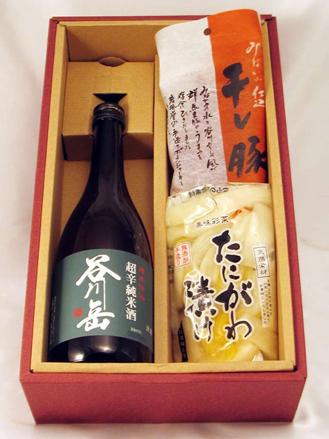 谷川岳超辛純米酒・ゆず大根・ポークジャーキーギフトセット/酒の瀧澤