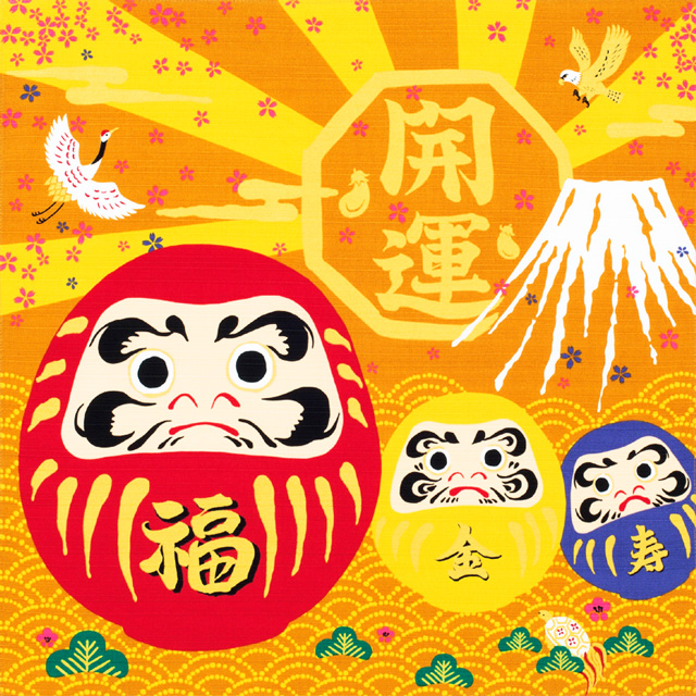 風呂敷　綿小風呂敷 約50cm 開運 達磨 だるま Furoshiki 【International shipping OK】