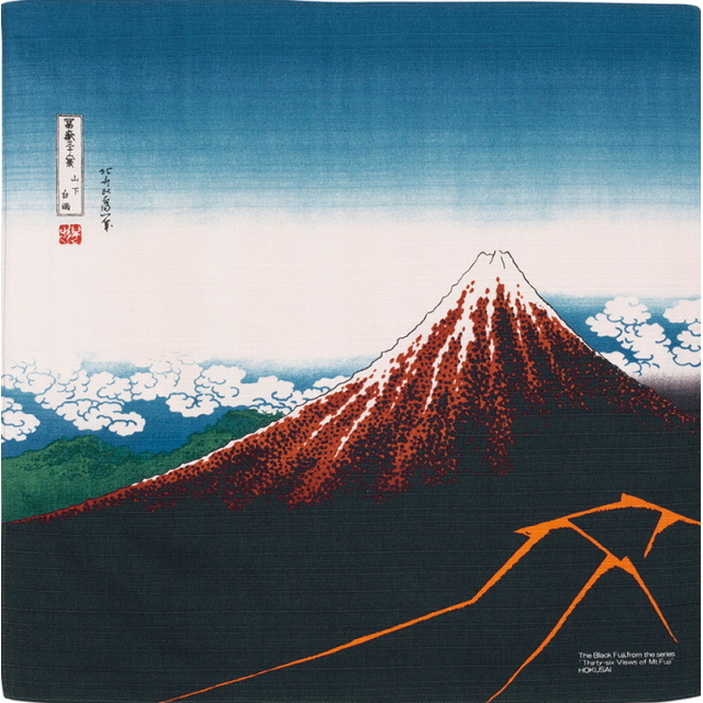 風呂敷　綿小風呂敷 約48cm 黒富士 山下白雨 Furoshiki 【International shipping OK】