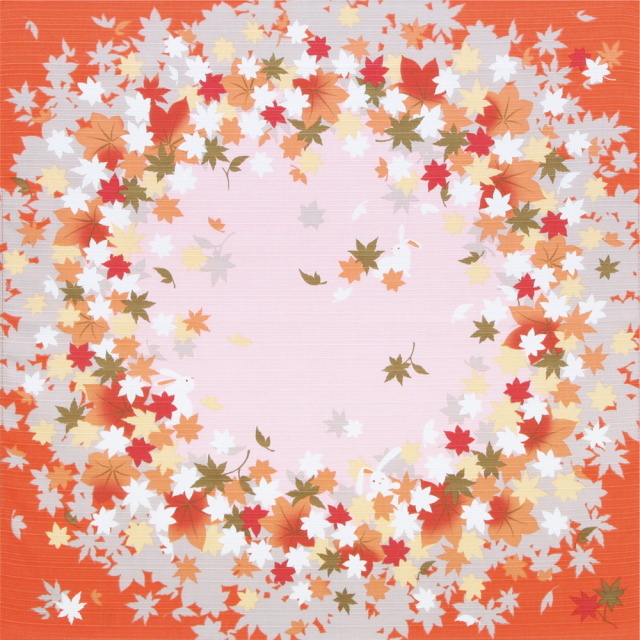 風呂敷　綿小風呂敷 約50cm もみじの輪 Furoshiki 【International shipping OK】