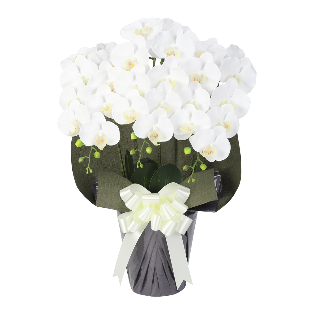 光触媒 アートフラワー ジュエルフラワー 胡蝶蘭 3本立ち 白色