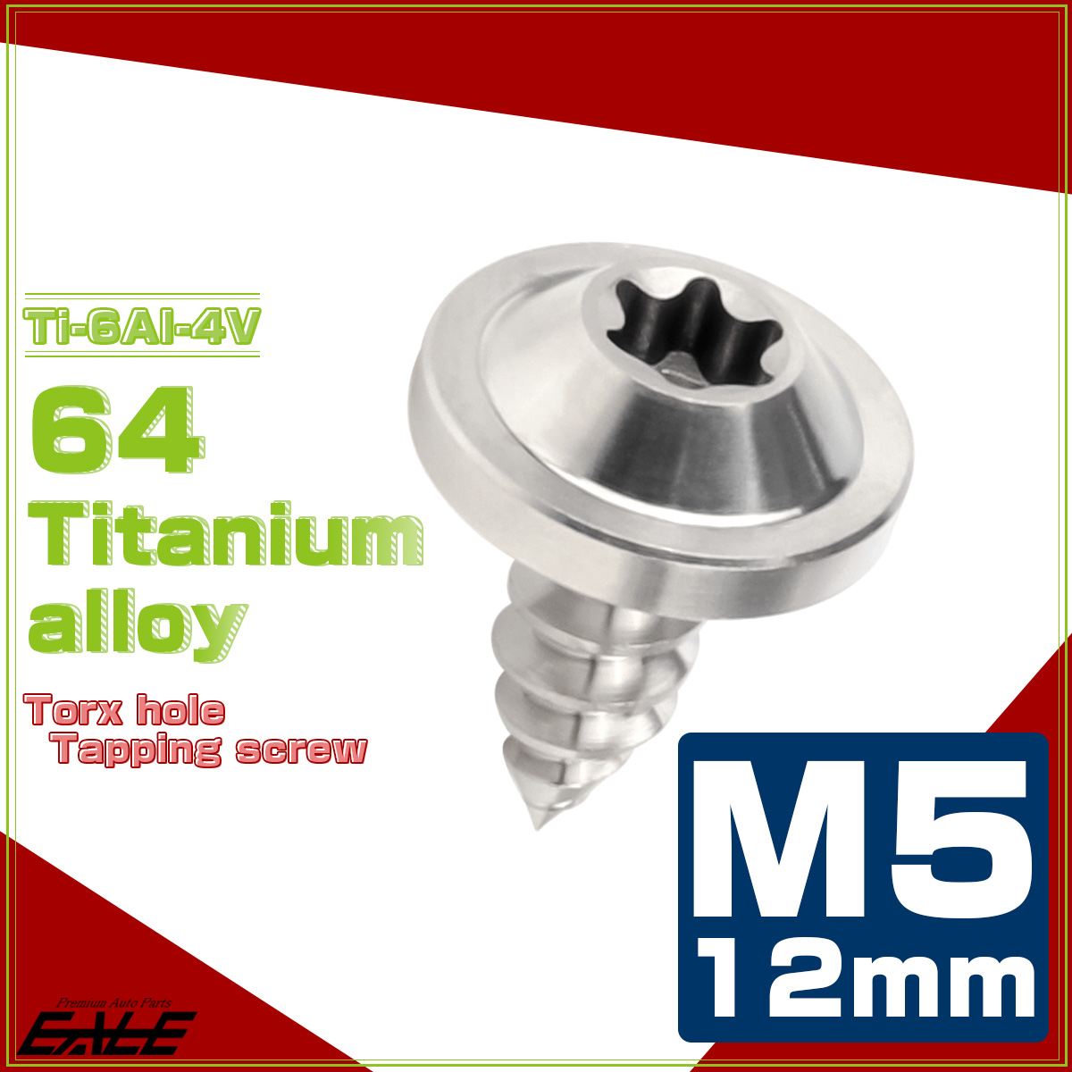 タッピングネジ M5×12mm チタン トルクス穴 フランジ付き ビス シルバー JA1246 【メール便可】