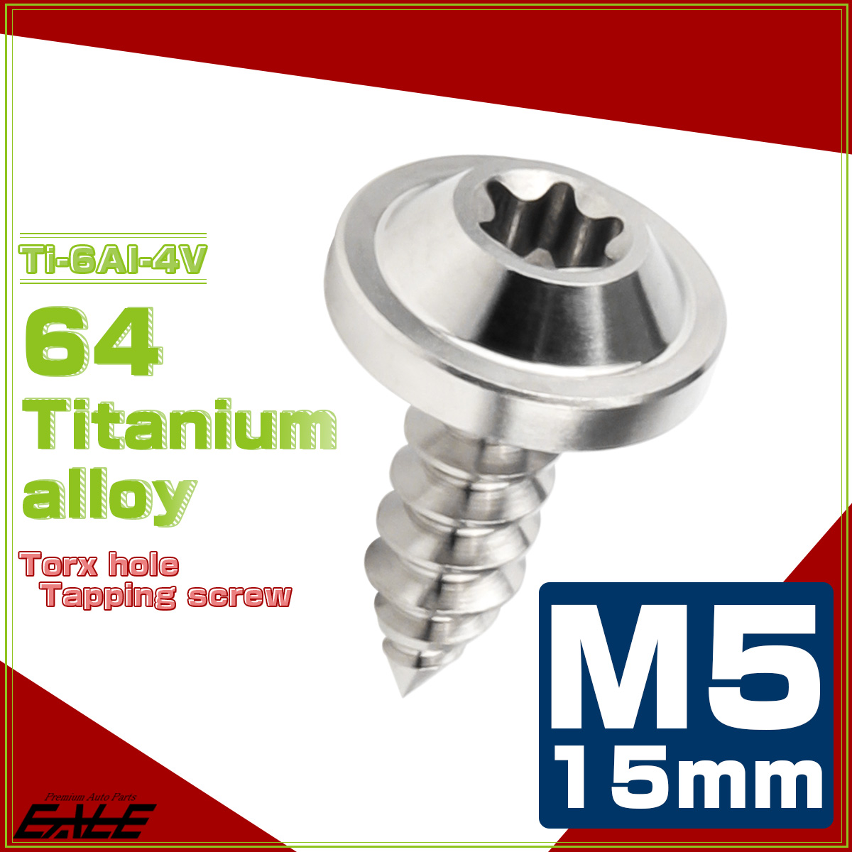 タッピングネジ M5×15mm チタン トルクス穴 フランジ付き ビス シルバー JA1253 【メール便可】