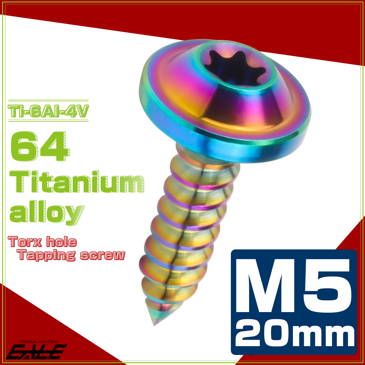 タッピングネジ M5×20mm チタン トルクス穴 フランジ付き ビス ライトカラー レインボー JA1271 【メール便可】