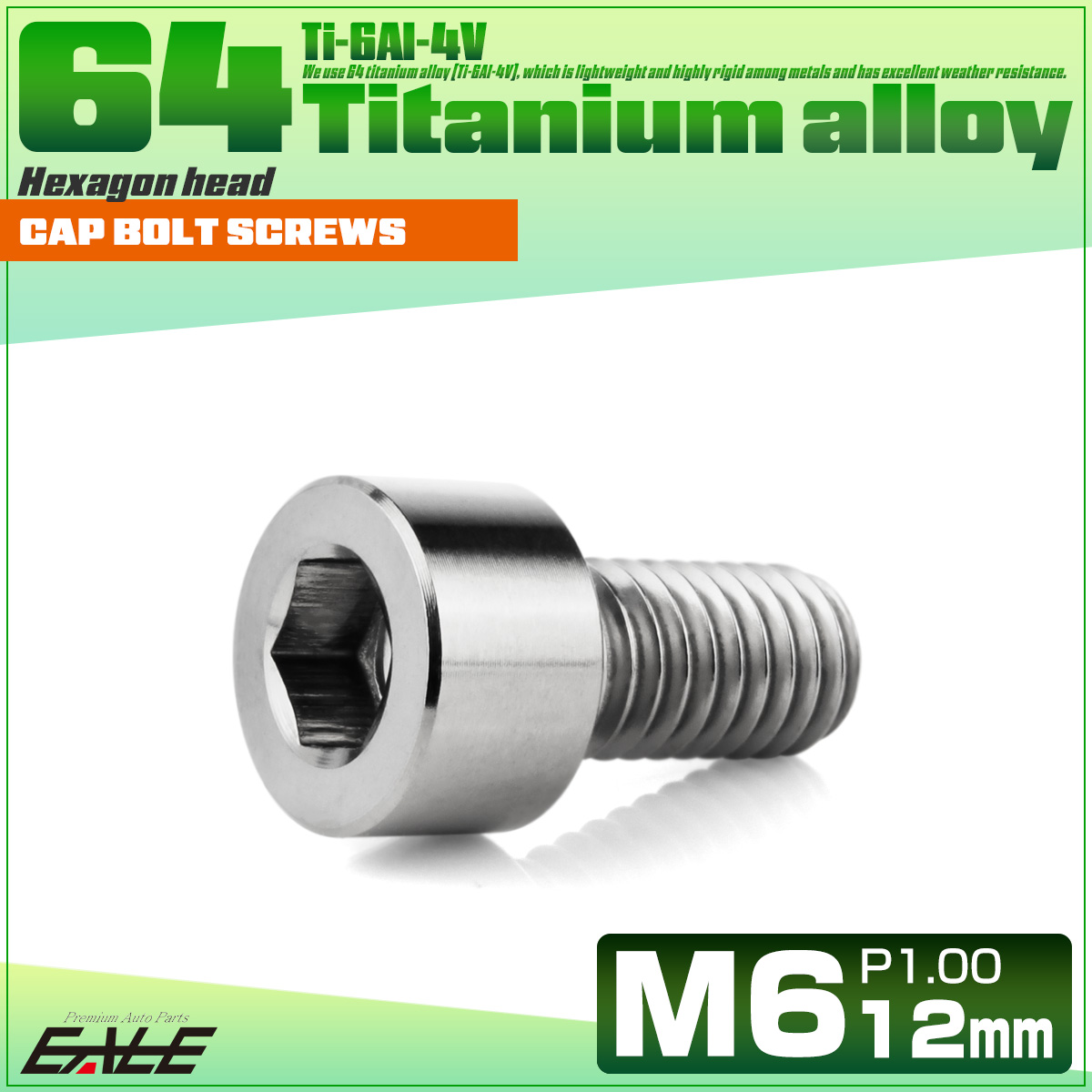 チタンボルト M6×12mm P1.0 キャップボルト キャップスクリュー 六角穴付き ボルト シルバー JA1915 【メール便可】