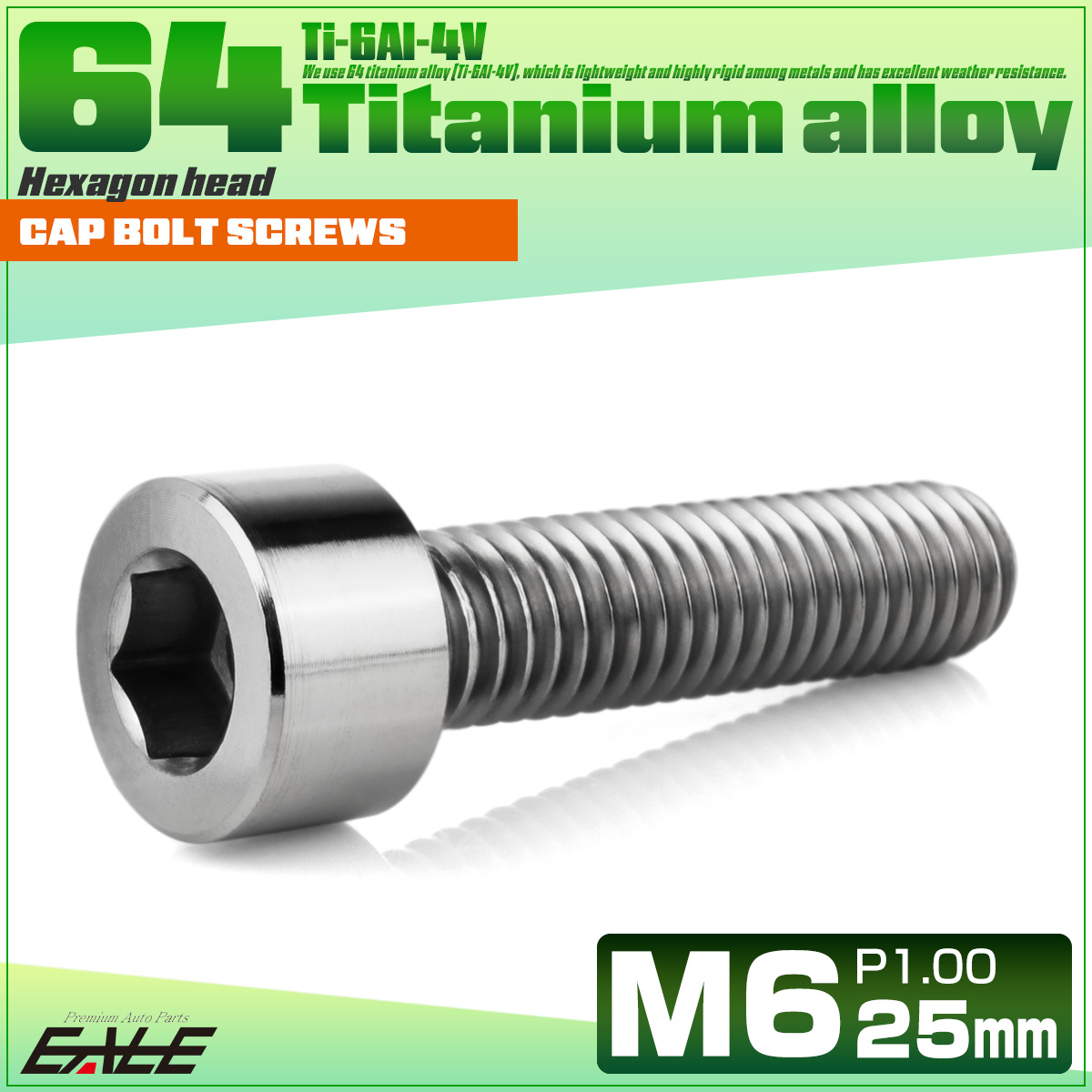 チタンボルト M6×25mm P1.0 キャップボルト キャップスクリュー 六角穴付き ボルト シルバー JA1939 【メール便可】