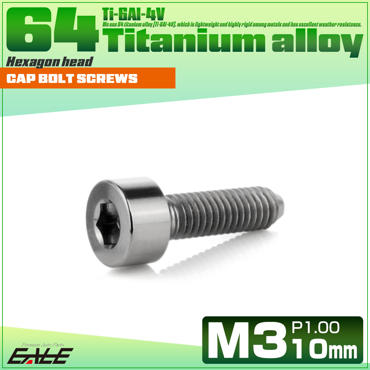チタンボルト M3×10mm P0.5 キャップボルト キャップスクリュー 六角穴付き ボルト シルバー JA2091 【メール便可】