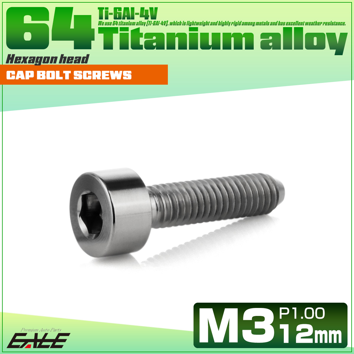 チタンボルト M3×12mm P0.5 キャップボルト キャップスクリュー 六角穴付き ボルト シルバー JA2095 【メール便可】