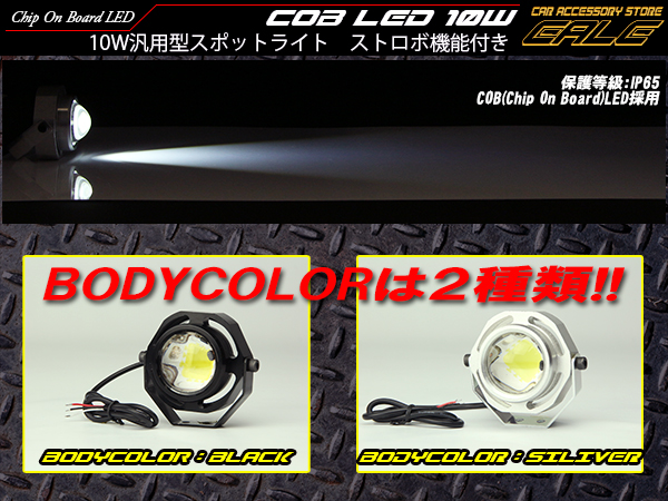 10W COB-LED 汎用型スポットライト IP65 ストロボ機能付き （ P-303 P-304 ）