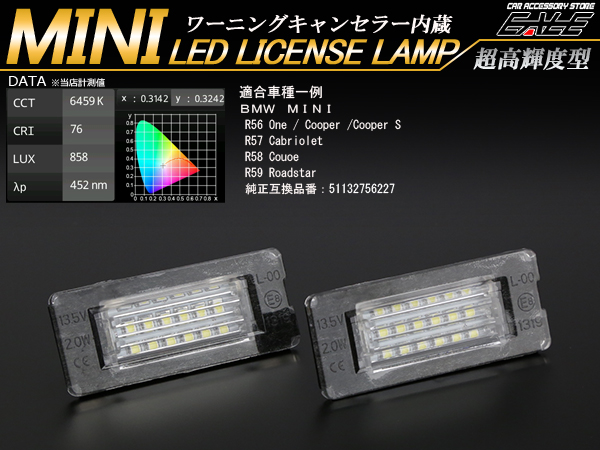 BMW MINI ミニ LED ライセンスランプ ナンバー灯 R56 R57 R58 R59 等 R-157 【メール便可】