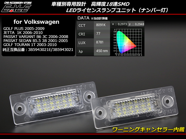 VW LED ライセンスランプ ゴルフプラス 1K  ジェッタ A5 1K  パサート ヴァリアント B6 3C  パサート セダン 3B  トゥーラン 1T R-21 【メール便可】