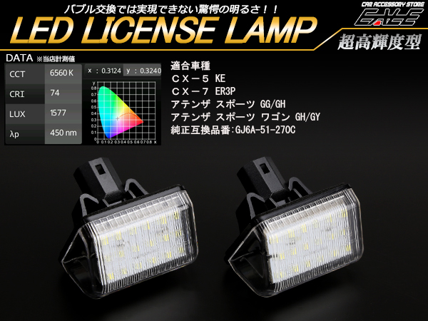 マツダ LED ライセンスランプ ナンバー灯 KE系 CX-5 ER3P CX-7 GG系 GH系 アテンザ スポーツ セダン GY系 GG系 アテンザ ワゴン R-408