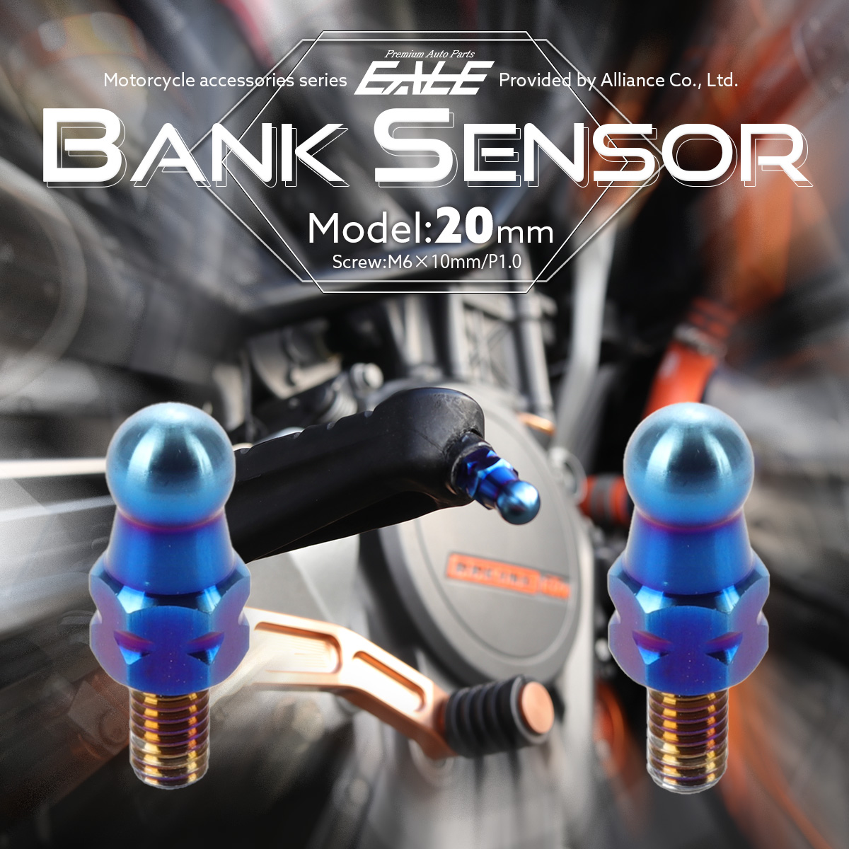 20mm バンクセンサー 汎用 ネジ M6×10mm P1.0 補修 交換用 ドレスアップにも 焼きチタン色 2個セット S-1040-2SET 【メール便可】