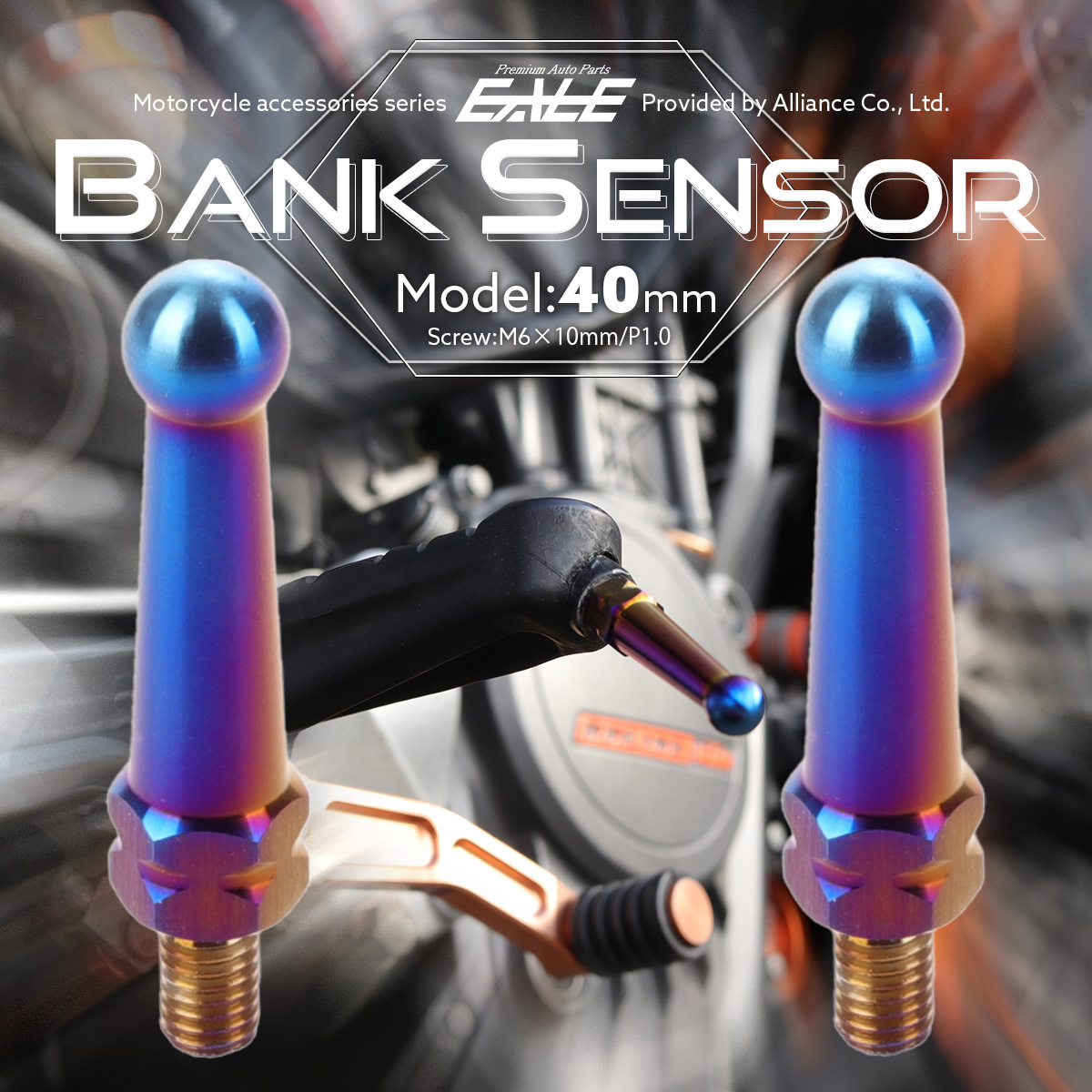 40mm バンクセンサー 汎用 ネジ M6×10mm P1.0 補修 交換用 ドレスアップにも 焼きチタン色 2個セット S-1042-2SET 【メール便可】