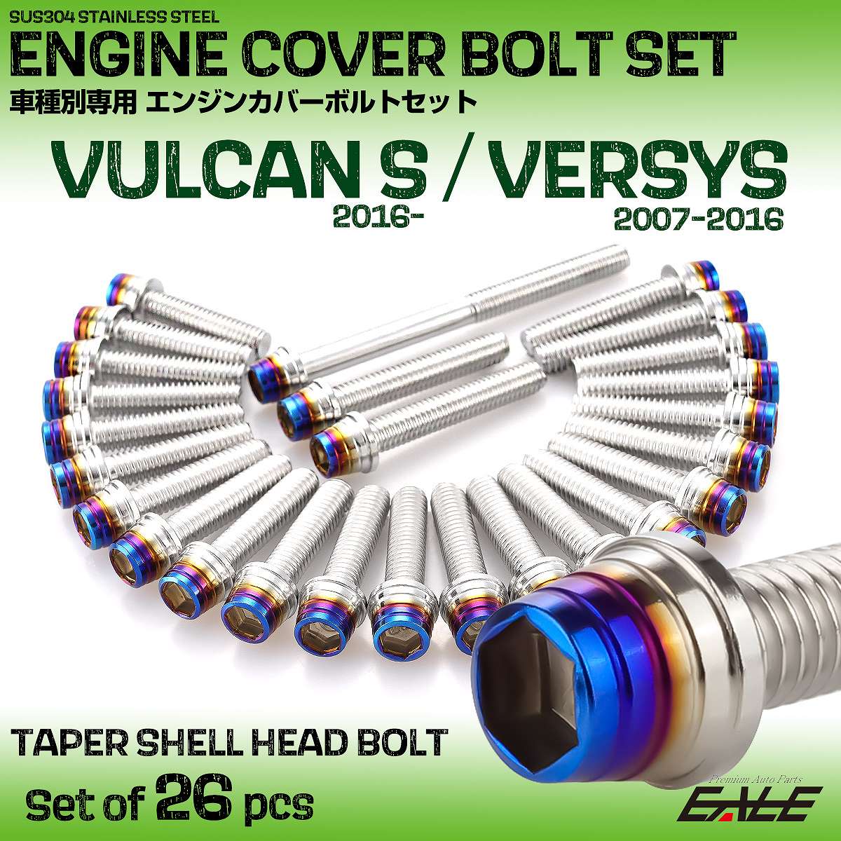 エンジンカバー ボルトセット バルカンS 2016年- ヴェルシス650 2007-2016年 26本入 テーパーシェル シルバー＆ブルー TB8631-V