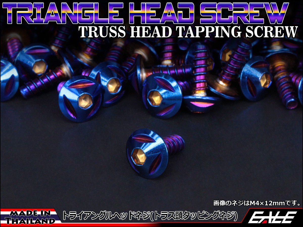 M4×16mm トライアングルヘッドネジ タッピングネジ ステンレス 削り出し トラス頭 焼チタンカラー TC0102 【メール便可】