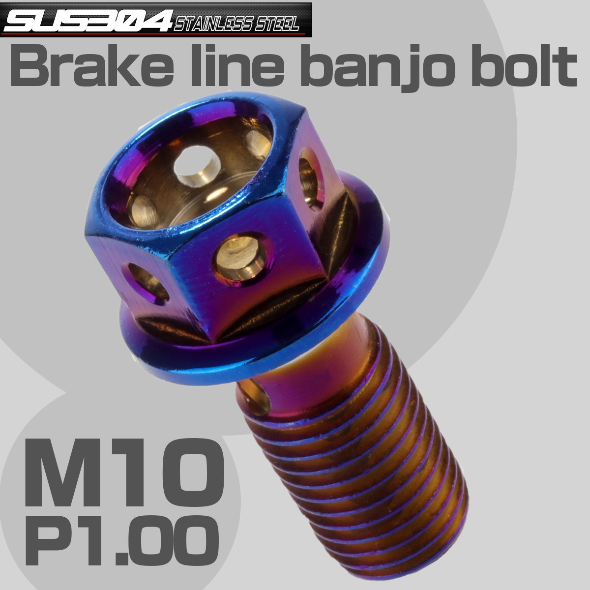ブレーキ バンジョーボルト M10 P1.00 SUS304 ステンレス製 ヘキサゴンヘッド 焼きチタン TH0207 【メール便可】