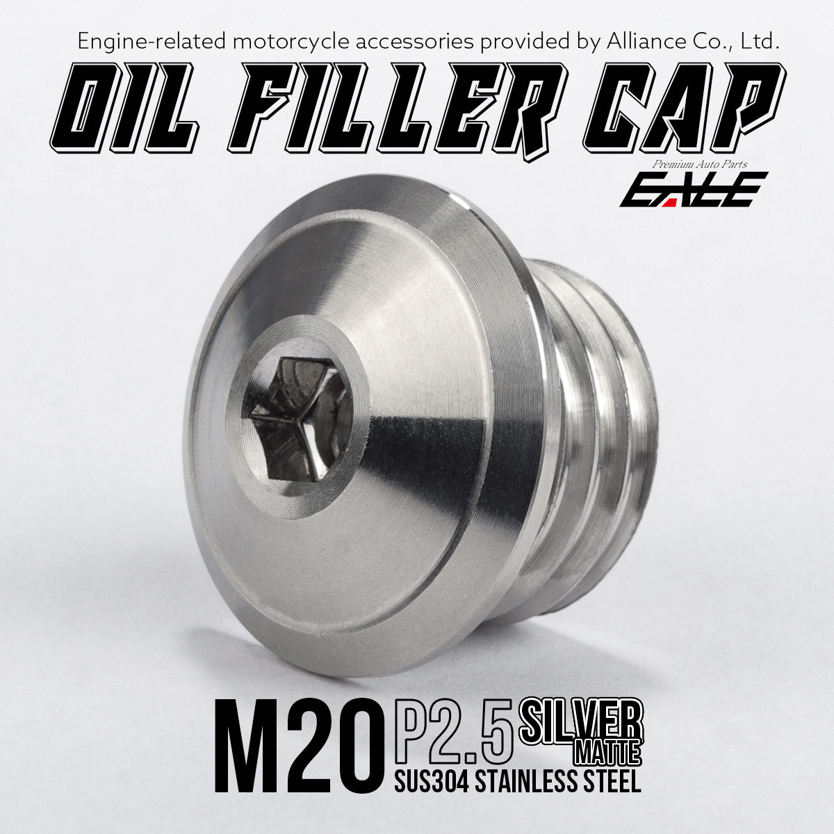 オイルフィラーキャップ M20 P2.5 六角穴 ヘッド外径25mm ステンレス製 BT マットシルバー 汎用 TH0278 【メール便可】