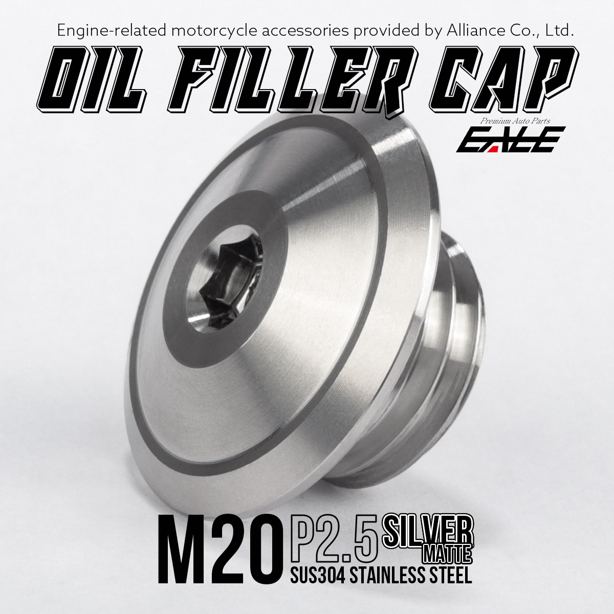 オイルフィラーキャップ M20 P2.5 六角穴 ヘッド外径31mm ステンレス製 BT マットシルバー 汎用 TH0279 【メール便可】