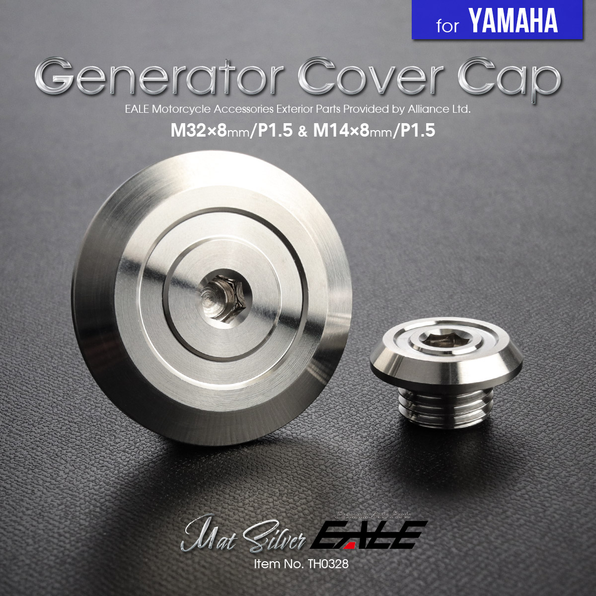 ヤマハ車用 M14 M32 ジェネレーターカバー クランク＆ポイントホール キャップセット ステンレス製 CNC_AA マットシルバー TH0328 【メール便可】