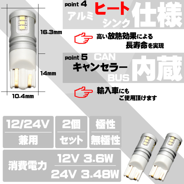 スティック ウエッジバルブ T10 ホワイト LEDバルブ ルポGTI使用 スティック ウエッジバルブ T10 ホワイト LEDバルブ ルポGTI使用