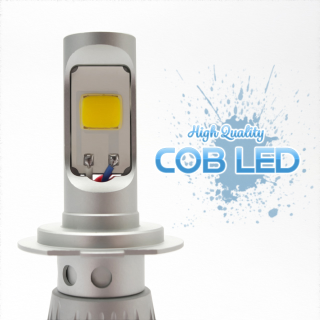 バイク用 COB LED ヘッドライト H7 レモンイエロー発光 3000K 12V LED バイク用 COB LED ヘッドライト H7 レモンイエロー発光 3000K 12V LED