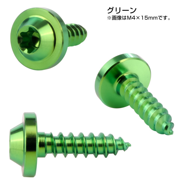 タッピングネジ M4×20mm チタン トルクス穴 フランジ付き ビス