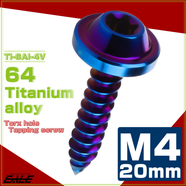 タッピングネジ M4×20mm チタン トルクス穴 フランジ付き ビス 焼きチタン JA1029 【メール便可】