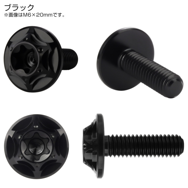チタンボルト M6×20mm P1.0 ボタンボルト フランジ付き トルクス穴