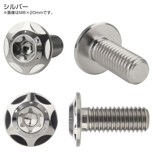 64チタン M8×20mm P1.25 フランジ付き ボタンボルトスターホールヘッド