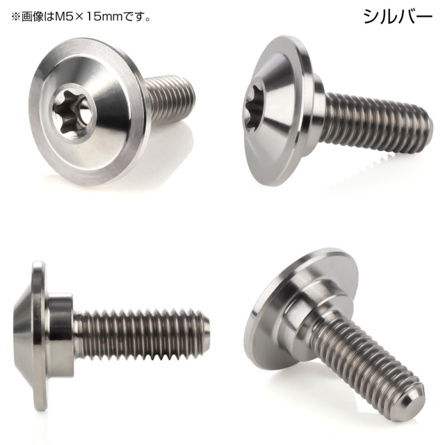 M6×15mm P1.0 円筒部直径10mm 64チタン 段付きフランジボルト トルクス