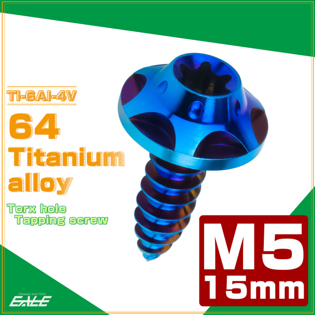 64チタン M5×15mm タッピングネジ トルクス穴 スターホールヘッド ビス