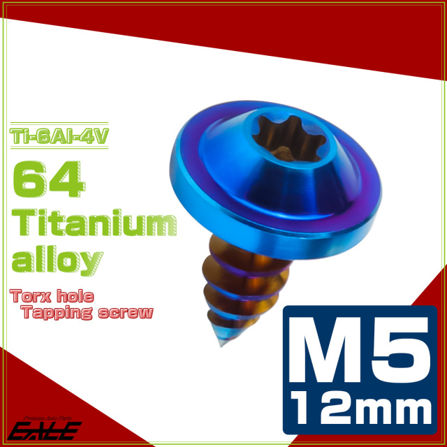 タッピングネジ M5×12mm チタン トルクス穴 フランジ付き ビス ダーク