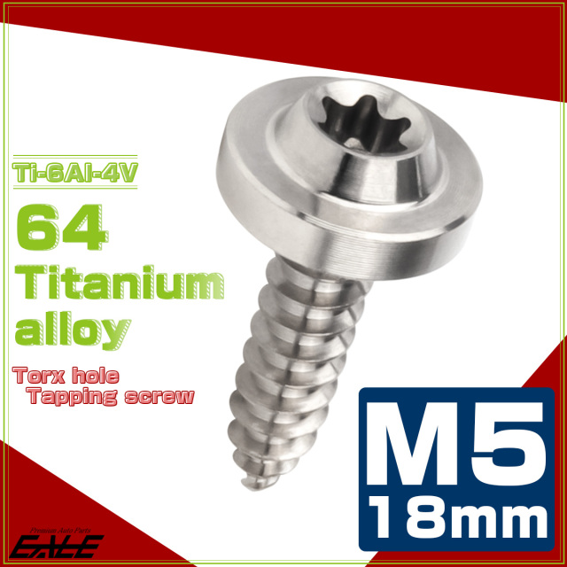 タッピングネジ M5×18mm チタン トルクス穴 フランジ付き ビス シルバー JA1260 【メール便可】