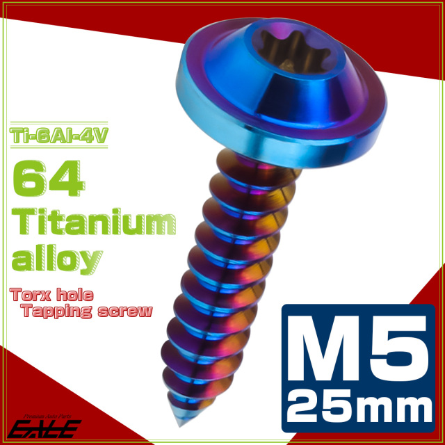 タッピングネジ M5×25mm チタン トルクス穴 フランジ付き ビス ダークカラー 焼きチタンカラー JA1279 【メール便可】