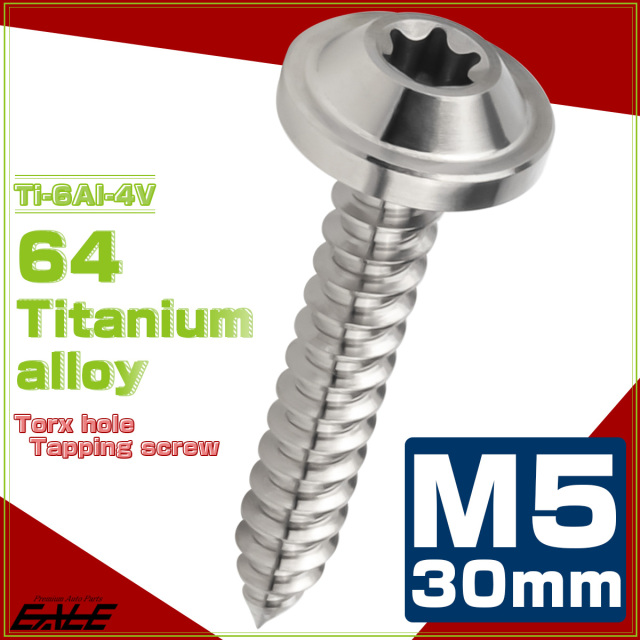 タッピングネジ M5×30mm チタン トルクス穴 フランジ付き ビス シルバー JA1281 【メール便可】